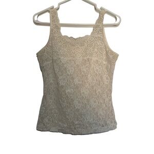 Vintage Y2K Off-White Lace Cami Top Bridal Festival Coquette Lingerie